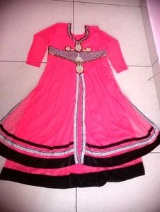 Pink Embellished Gown And Pejmi