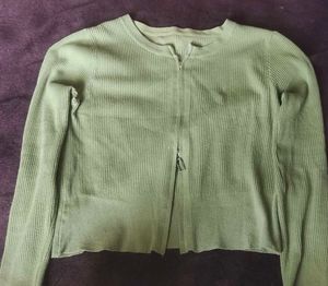 Green Zip-Up Cardigan💚