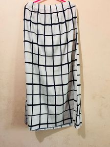 Black & White Plaid Pleated Skirt With Shirt Blous