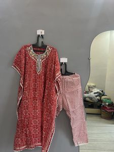 Red Printed Kaftan Set (L)