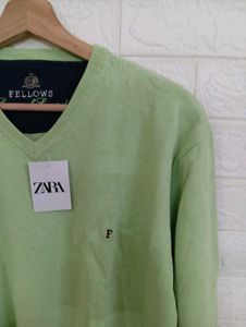 Fellows Light Green V-Neck Sweater