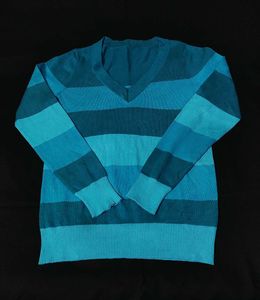 New Striped Blue Sweater for Women Size-S