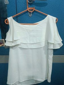 White Ruffle Sleeve Blouse