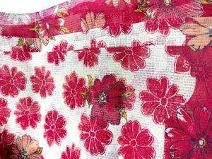 Red Floral Print Saree