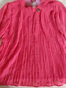 Pink Pleated Top