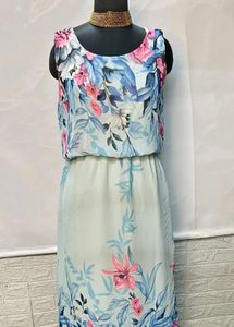 Floral Blue Long Gown/ Maxi Dress