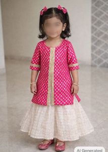 Girls' Festive Pink & Gold lehenga Set