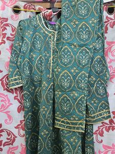Elegant Green Printed Kurta  Pillzo Set With Dupat