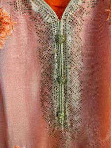 Peach Embroidered Kurta Set