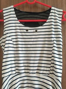 Striped Asymmetrical High-Low Tunic Top