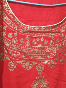 Red Colour A Line Kurti Dupatta Set4xl