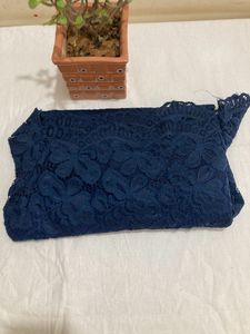 Net Navy Blue Short Dress