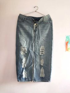 SHEIN Distressed Denim Skirt