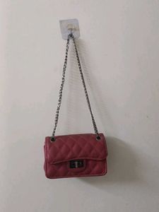 Quilted Cherry Mini Sling Bag with Chain Strap