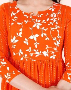 Elegant Orange Printed Kurta 4XL