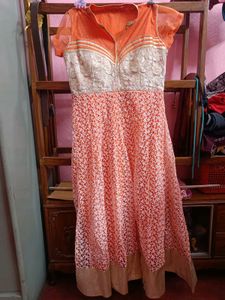 Coral & Cream Embroidered Dress