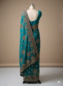 pure georgette heavy handwork saree