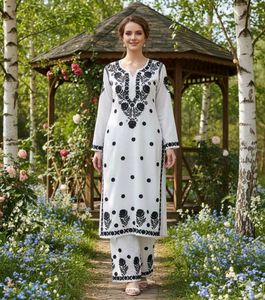 Elegant White Embroidered Kurta Set