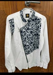 Stylish White &amp; Patterned Shirt