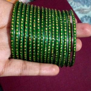 Yellow Gold Glitter Bangles (Set)