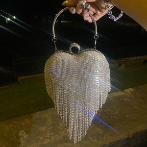 Heart Shape Tessel Rhinestone Clutch
