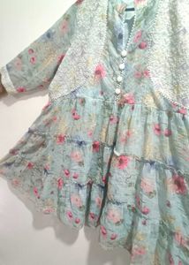 Floral Print Aqua Blue Tunic