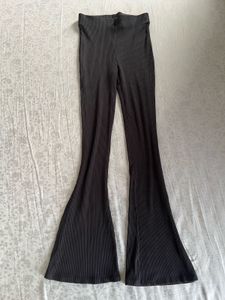 H&amp;M Black Flared Ribbed Pants