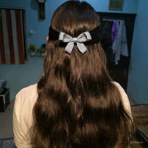 Handmade crochet hair clip bow 🎀