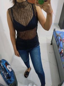 Halter Neck Mesh Top
