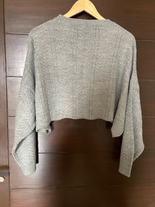 Gray Knit Cropped oversized Sweater (M)