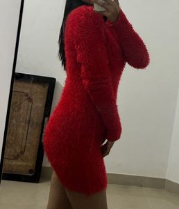 Red Fuzzy Mini Dress