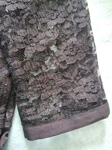 Black Lace Top with Gold Buttons