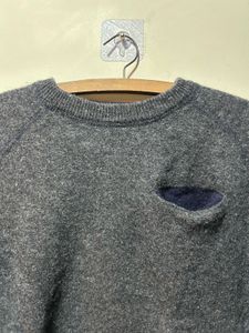 Gray Crewneck Sweater with Pocket