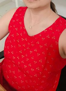 Red Sleeveless Kurti..