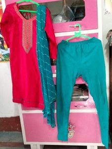 Pink & Sky Kurti,Lagins With Dupatta