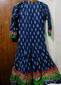 Blue Colorful Anarkali Model Kurthi