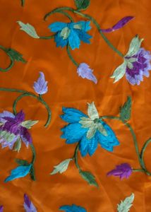 Women Orange Embroidered Straight Kurta