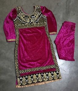 Velvet Patch Work Kurta With Pajami