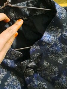 Elegant Blue Ethnic Jacket Kurta Style