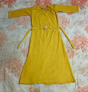 Mustard Yellow Belted Dress 💛⚡