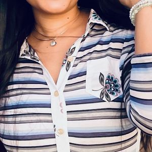 Striped Button-Up Top