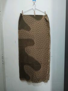 Olive Green Leaf Print Brown Kurta Pajama Dupatta