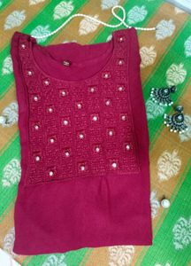 Maroon Embellished Kurti