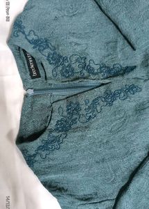 Elegant Green Embroidered Tunic Top