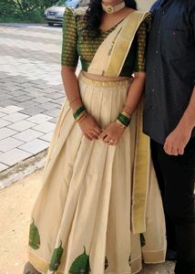Latest Model Kerala Tissue Mural Paint Half Saree