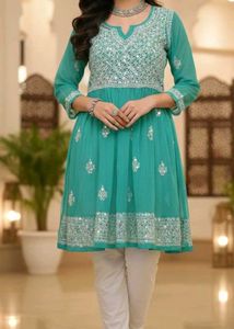 Mirror Work chikankari kurta