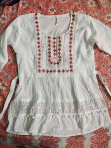 Embroidered White Top
