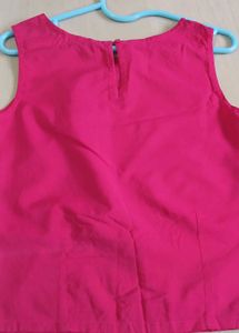 A Fuchsia Pink Indo western Top With Mirror Work
