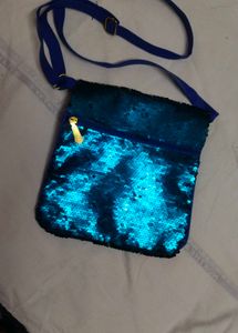 Blue Sequin Crossbody Bag