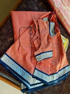 Original Banarasi Silk With Blue Border Zari Work